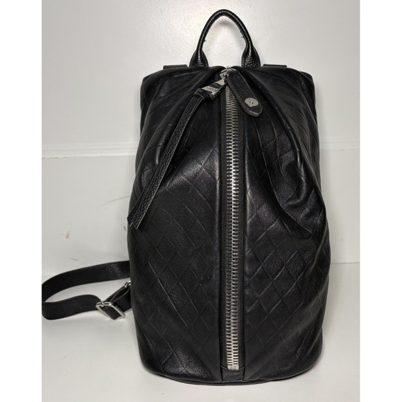Aimee Kestenberg Tamitha Backpack Black Soft Leather Sling Bag Diamond Chic Edgy - Picture 2 of 12